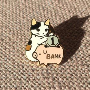Cat Piggy Bank Enamel Pin